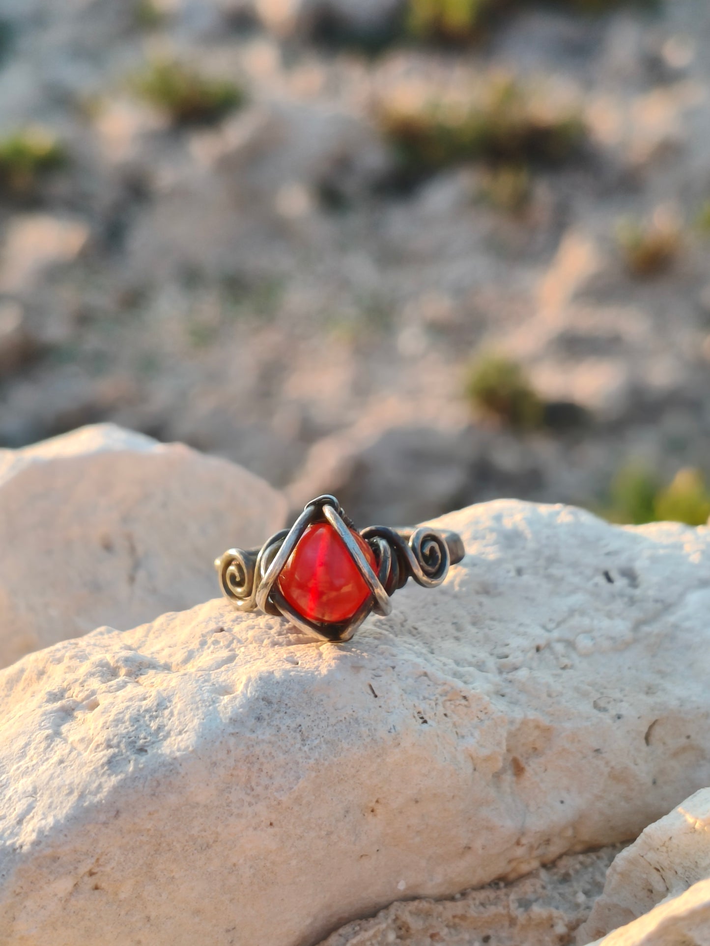 Ember Coil Carnelian Ring