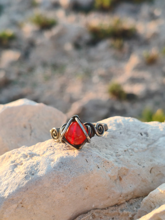 Ember Coil Carnelian Ring