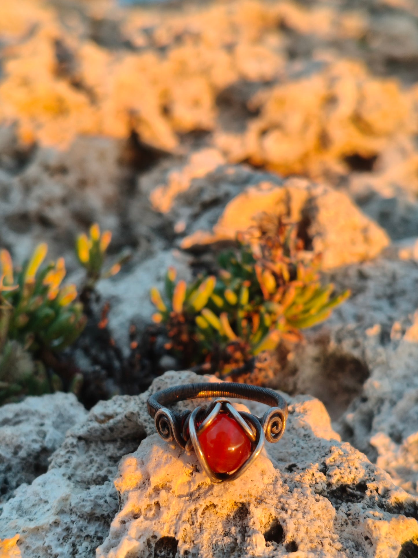 Ember Coil Carnelian Ring
