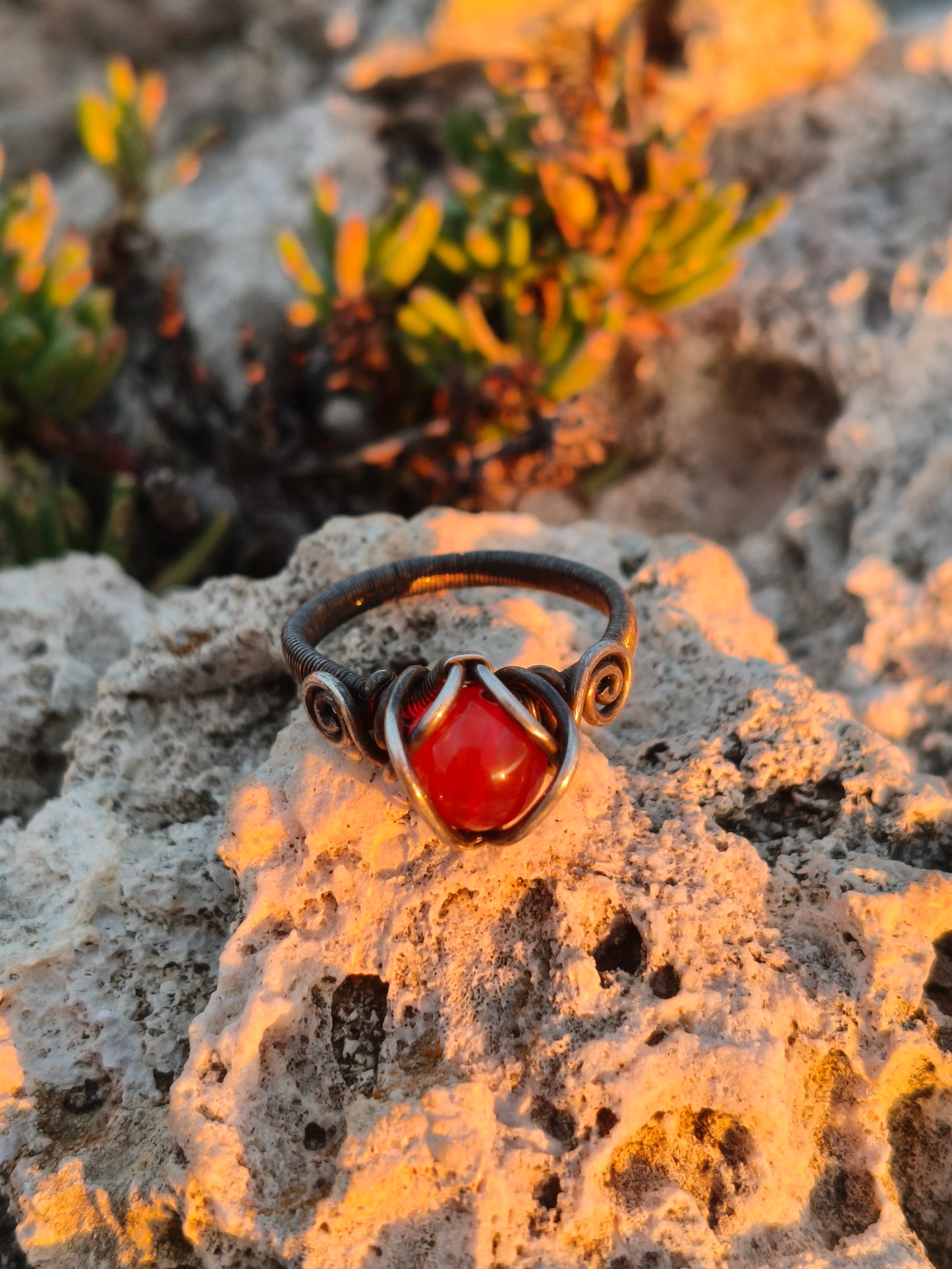 Ember Coil Carnelian Ring