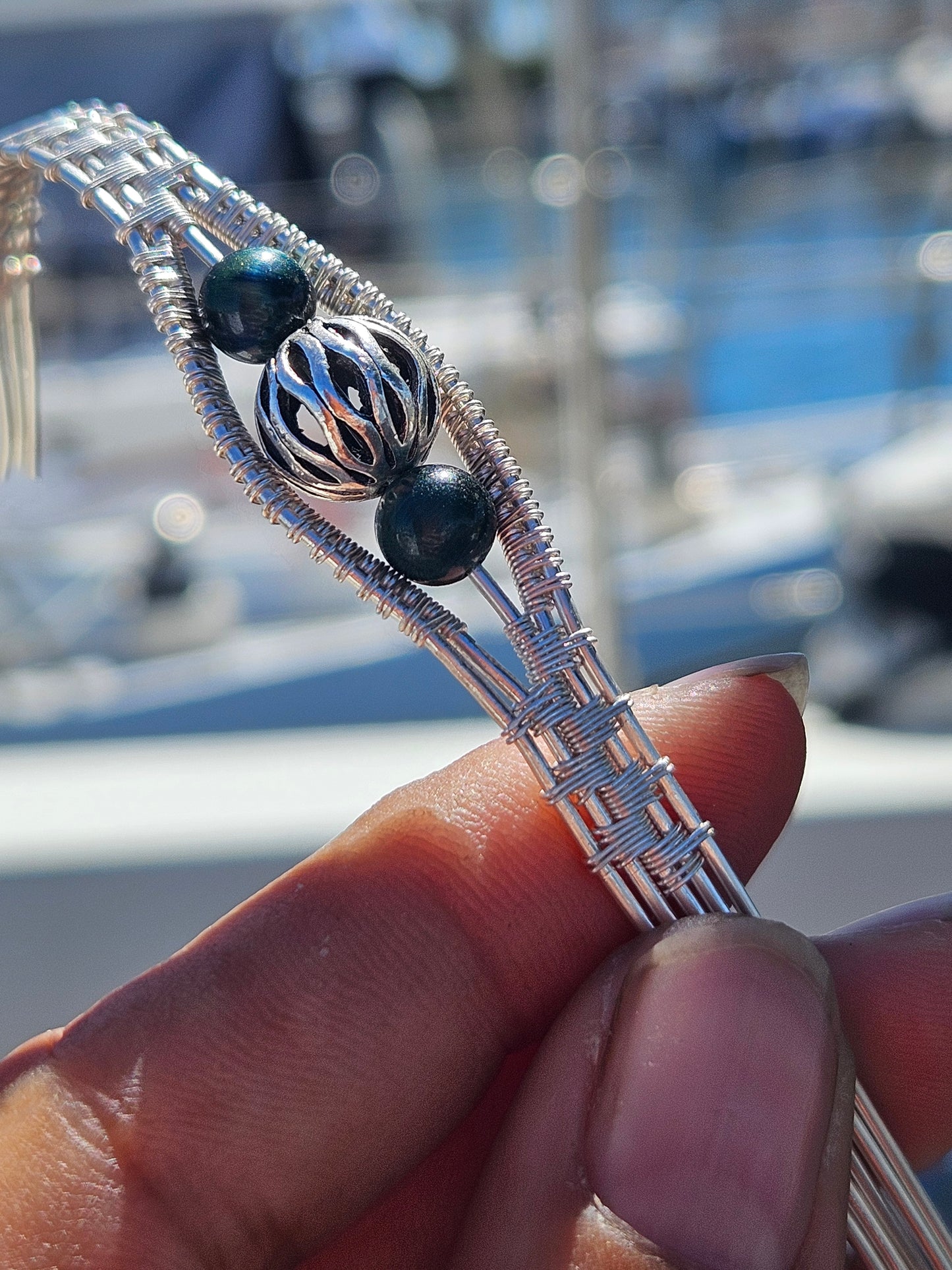 Eyes of Clarity – Blue Tiger Eye & Silver-Filled Copper Bracelet