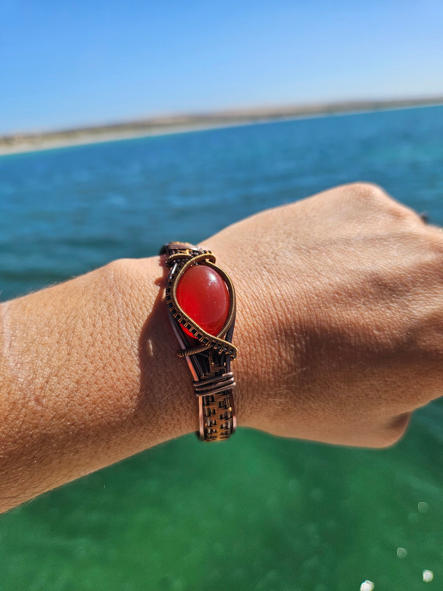 Ember Path Cuff – Red Onyx & Copper