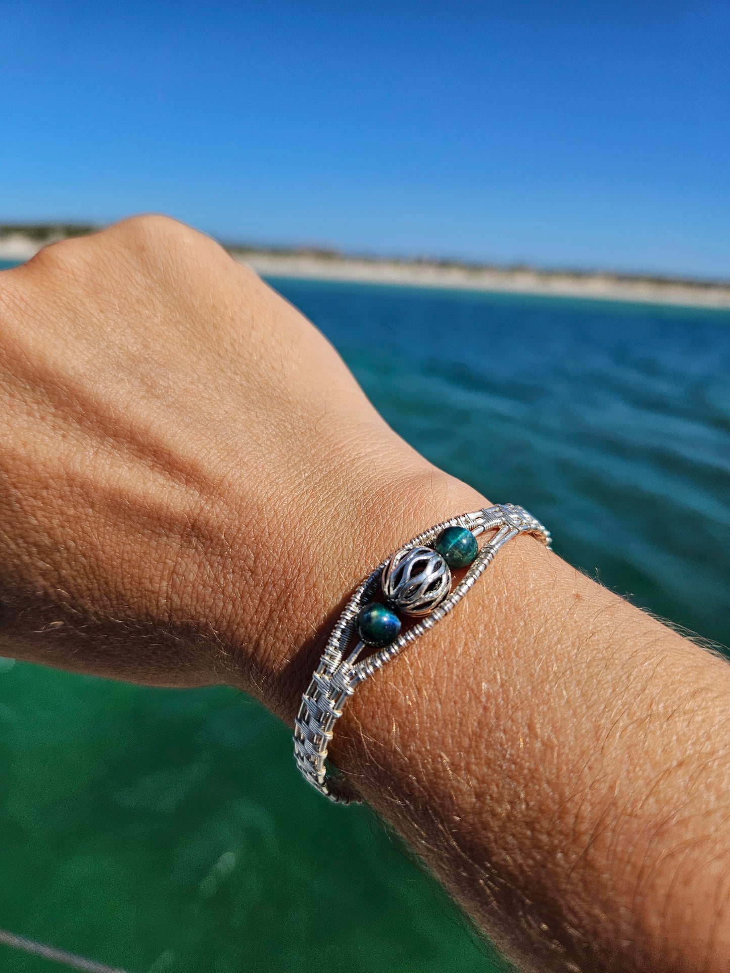 Eyes of Clarity – Blue Tiger Eye & Silver-Filled Copper Bracelet