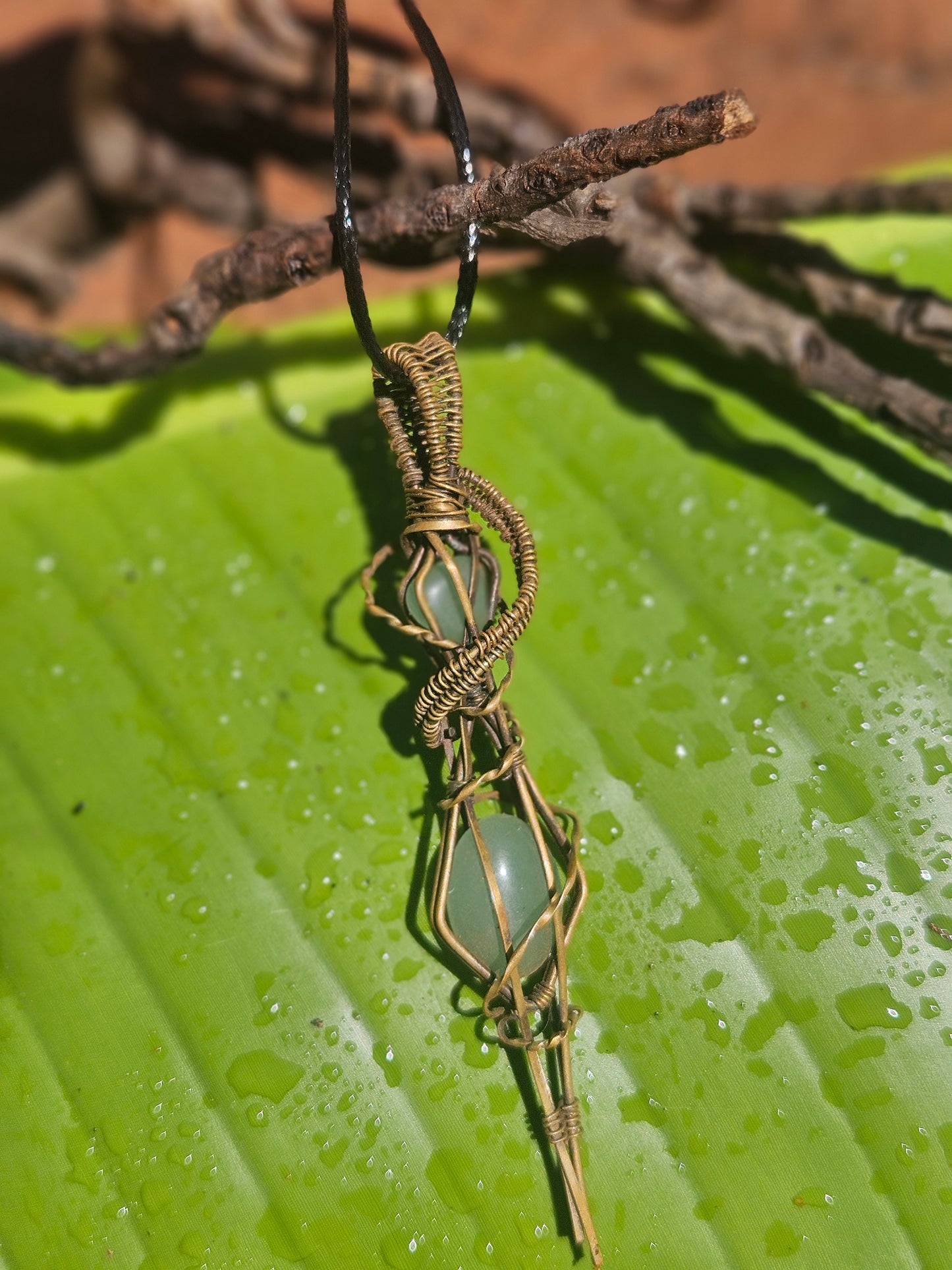 Golden Forest Talisman – Aventurine & Brass Pendant